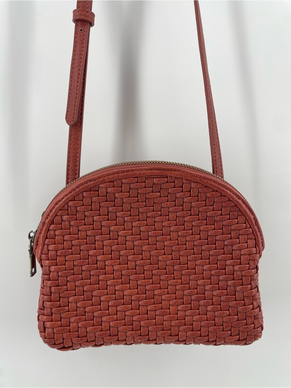 Antik Kraft Crossbody Bag Woven Vegan Leather Terracotta